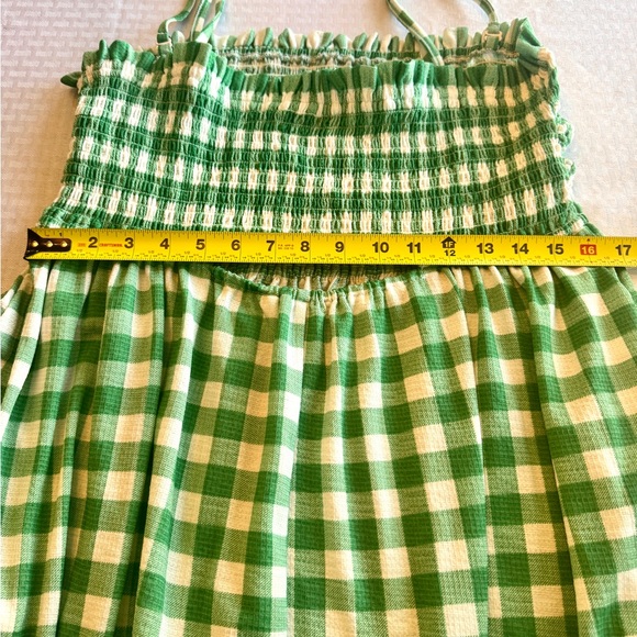 Cato XL Green Gingham Smocked Maxi Dress Cottagecore Boho Spring - Picture 14 of 16